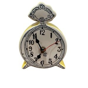 Molly Hatch Anthropologie Tick Tock Clock Yellow Ceramic Desk Table Decor